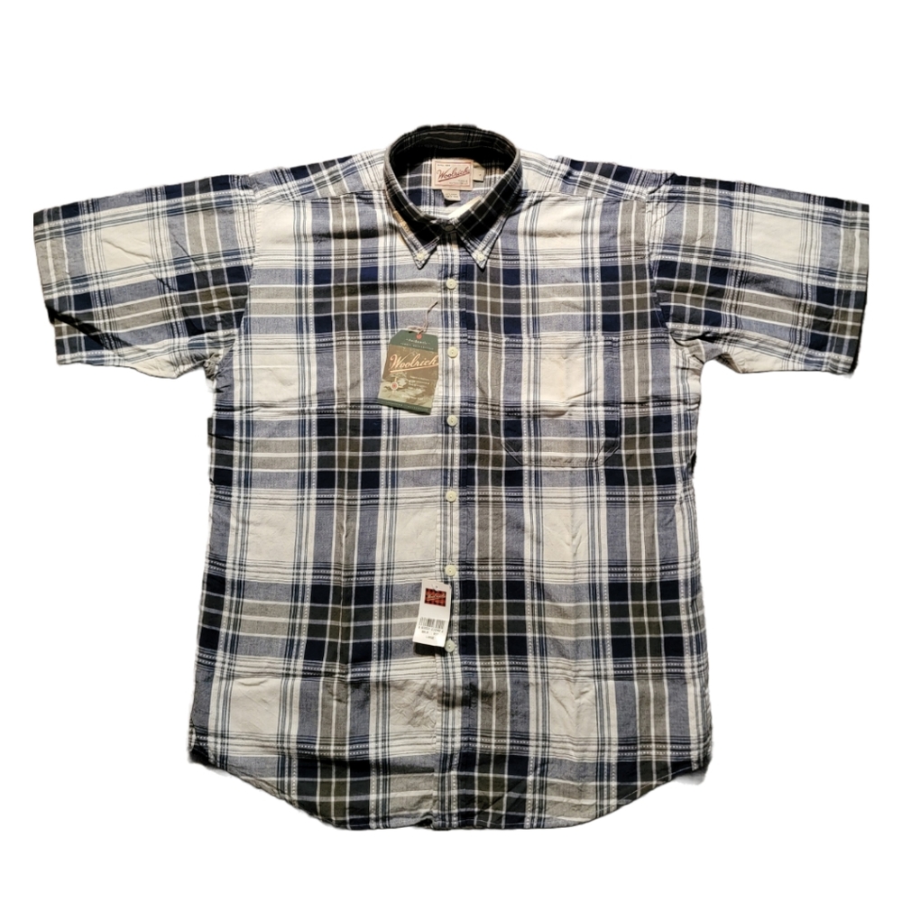 NWT Mens Woolrich Plaid Short Sleeve Button Down Shirt - L